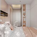 Cozy Tatami Bedroom Interior With Tatami Bed Built in Wardrobes And Decorative Chair