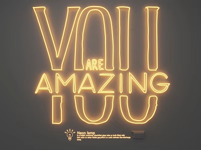 Modern Neon Light Combination With YOU ARE AMAZING YOU Text Design 3d model