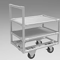 Industrial Equipment Cart With Two Layer Metal Shelves And Mobile Wheels