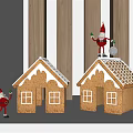 Decorative Gingerbread House Ornament Set With Gnome Lantern And Snowy Roof