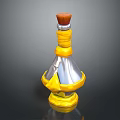 Fantasy Style Bottle With Yellow Wrapped Band Silver Body And Cork Stopper
