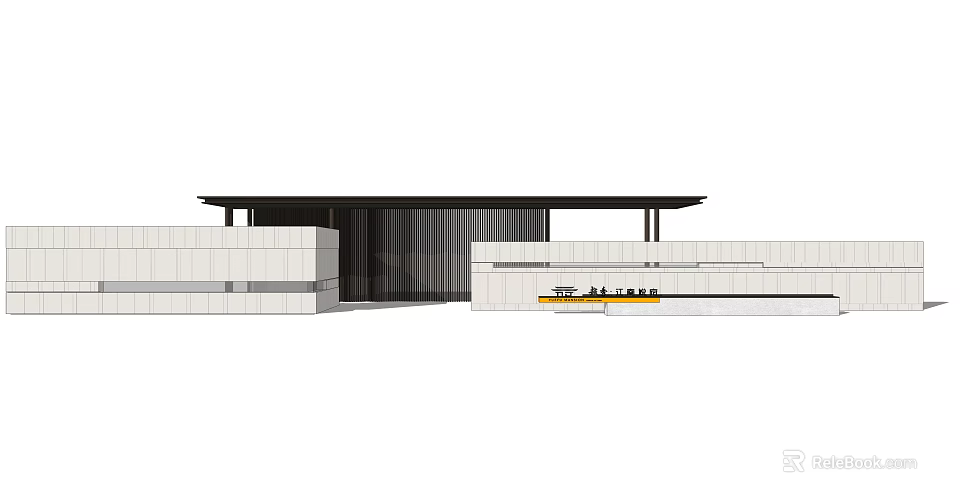 Modern Architecture Entrance Gate With Clean Lines And White Dark Color Scheme 3d model 