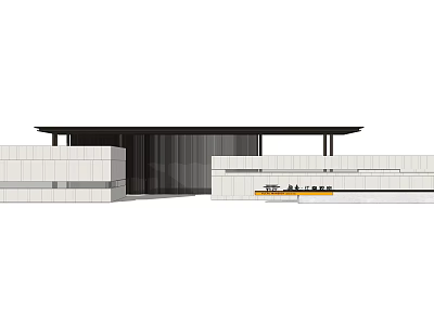 Modern Architecture Entrance Gate With Clean Lines And White Dark Color Scheme 3d model