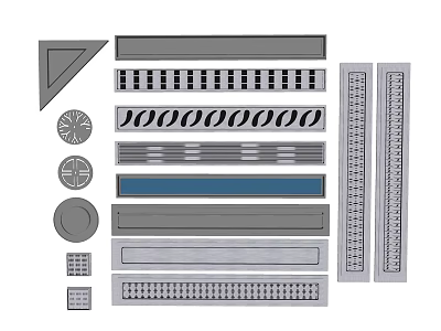 Modern Bathroom Accessories With Decorative Strips Round Elements And Textured Panels 3d model