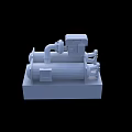 Blue Industrial Cylindrical Pump With Motor And Concrete Base Mount