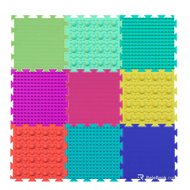 Vibrant Interlocking Foam Play Mats With Multiple Colors And Textured Surfaces 3d model 