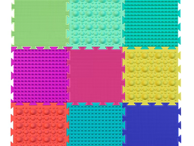 Vibrant Interlocking Foam Play Mats With Multiple Colors And Textured Surfaces 3d model