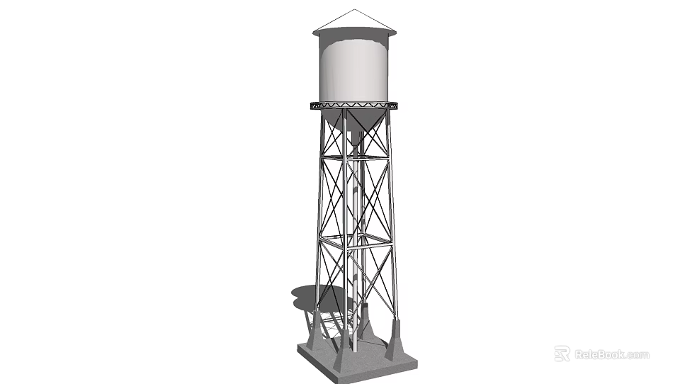 Industrial Equipment Water Tower With Metal Frame Structure And Steel Support For Water Storage 3d model 