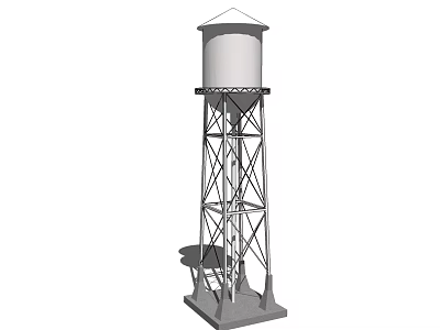 Industrial Equipment Water Tower With Metal Frame Structure And Steel Support For Water Storage 3d model