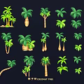 Coconut Tree Hanging Decor With Various Styles And Tropical Design Elements 3d model