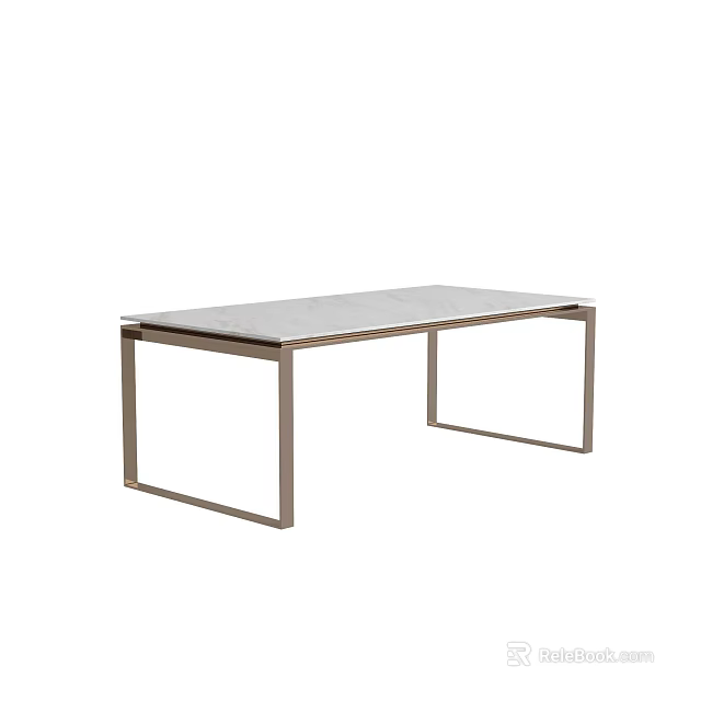 Modern Coffee Table With Sleek Metal Frame And Rectangular Marble Top Design 3d model