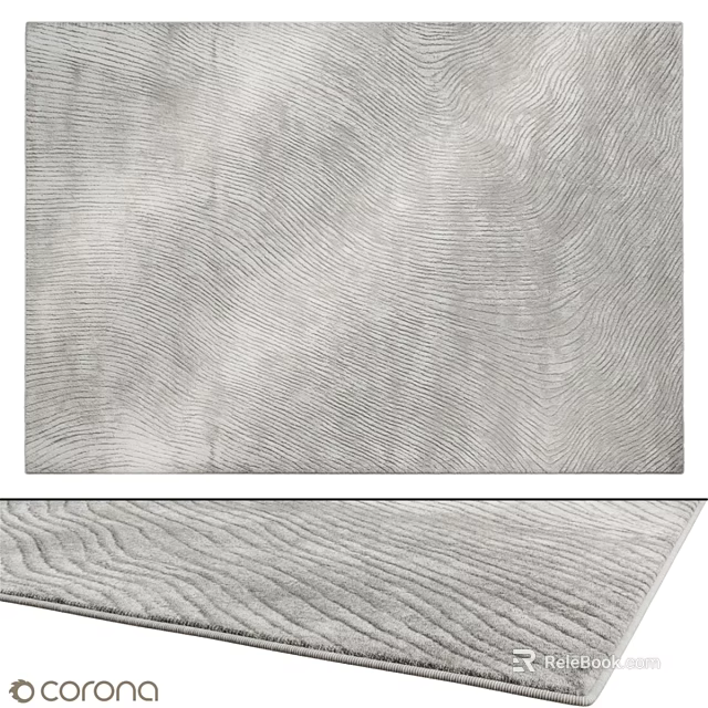Gray Square Rug With Wavy Texture For Modern Living Room Decor 3d model 