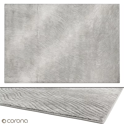 Gray Square Rug With Wavy Texture For Modern Living Room Decor 3d model