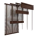 Wooden Venetian Blinds In Brown With Adjustable Slats And Detail View