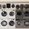 Various Front Loading Washing Machines In White And Gray Different Models 3d model