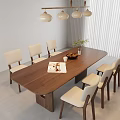 Middle style dining table and chair combination 3d model