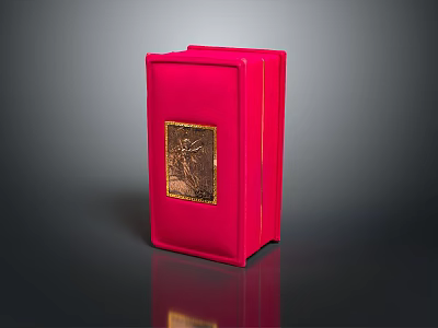 Stylish Red Clothing Accessory Storage Box With Golden Decorative Design 3d model