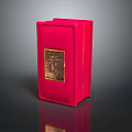 Stylish Red Clothing Accessory Storage Box With Golden Decorative Design