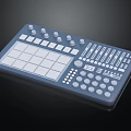 Blue Electronic Music Production Controller With Grid Pads White Buttons Knobs And Sliders 3d model
