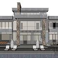 Modern Detached Villa With Swimming Pool Large Glass Windows And Stone Facade Design