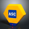 Yellow And Blue Hexagonal Fire Alarm Signal Device With Red Indicator