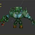 【Mechanical Creature Character With Blue Arms And Red Components】 3d model