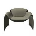 Elegant Modern Beige Leather Leisure Chair with Curved Armrests and Smooth Lines