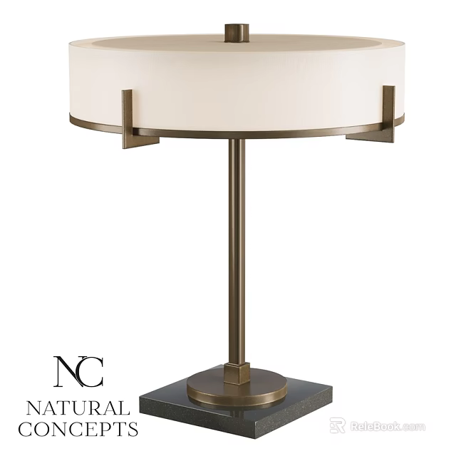 Modern Table Lamp With White Lampshade Metal Stand And Square Base 3d model 