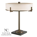 Modern Table Lamp With White Lampshade Metal Stand And Square Base
