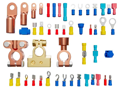 Switch Panel Featuring Different Types Assorted Colored Terminals And Metal Components 3d model
