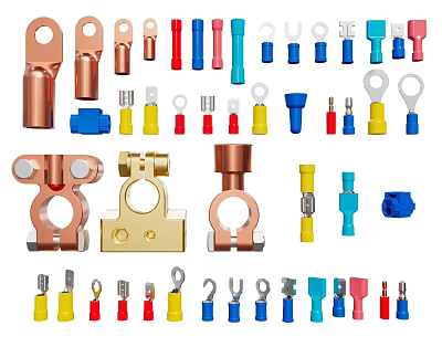 Switch Panel Featuring Different Types Assorted Colored Terminals And Metal Components 3d model