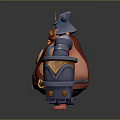 Portly Man Wearing Blue Armor With Red Straps Helmet Beard And Golden Chest Ornament