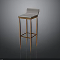 Modern Bar Stool With Light Colored Seat Backrest And Copper Metal Frame