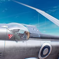 Military Jet Aircraft Flying In Sky With Clouds