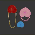 Red Pink Blue Heart Shaped Fashion Jewelry With Pearl Beads And Chain