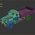 Vintage Teal Blue Truck With Weathered Wooden Bed And Classic Design