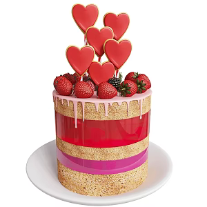 Valentine's Day Cake Birthday Cake Strawberry Cake Strawberry Cake 3d model