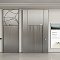 Modern Elevator Interior Design With Silver Doors And Decorative Panel