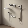 Modern Wall Mounted Shower System With Rain Showerhead Handheld Sprayer And Control Knobs 3d model