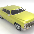 Shiny Yellow Vintage Classic Sedan With Retro Design And Chrome Details