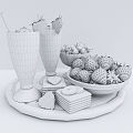 Modern Ice Cream Cold Drink Ice Cream Strawberry Cherry Biscuits 3d model