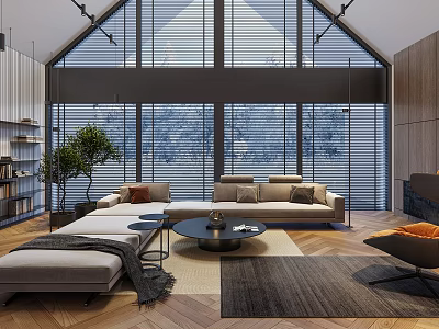 Modern Large Sectional Sofa And Round Coffee Table Set For Bright Spacious Loft Living Room 3d model