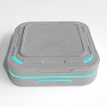 Gray Square Electronic Appliance With Blue Glowing Edges And Modern Design