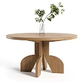 Quiet Wind Dining Table Solid Wood Dining Table Round Table Middle Ancient 3d model
