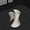Modern Round Glass Top Dining Table With White Sculptural Base And Window Blinds 3d model