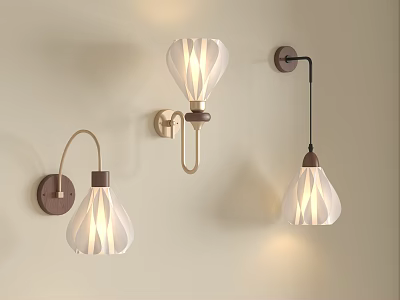 Modern Wall Lamps With Wooden Accents And Paper Shade For Indoor Beige Wall Decor 3d model