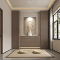 Modern Minimalist Wooden Home Altar Cabinet For Serene Zen Worship Space Interior Design
