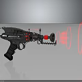 Futuristic Sci Fi Weapon Gun With Metallic Design Red Laser Beam Chain And Glowing Rings