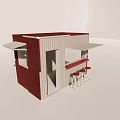 Modern Container Building Featuring Bar Counter And Red Stools For Outdoor Use 3d model