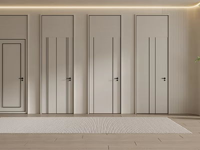 Sleek Modern Flush Doors In Minimalist Interior With Neutral Tones And Clean Design 3d model